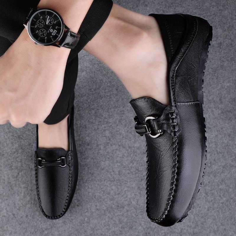 All-match Mens Slip On Casual Shoes New Brand Mens Leather Loafers Classic Men Shoes for Wedding Outdoor Male Comfortable Flats