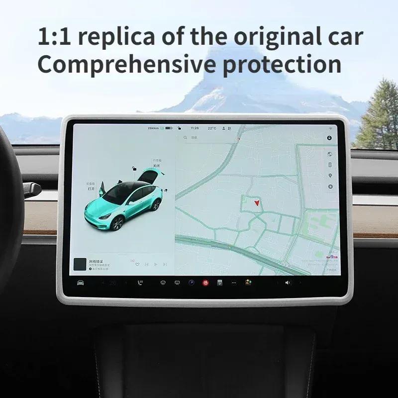 Silicone Screen Protector Frame for Tesla Model 3/Y/3+ Highland 2024 Central Control Display Screen Protective Film Accessories