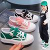 Kids' Black Plaid High-Top Canvas Sneakers - 2023 Spring/Autumn Trend for Girls & Boys