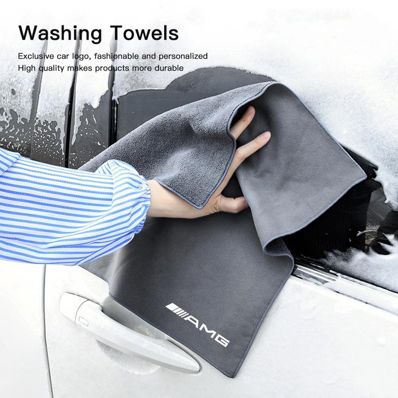 Car Washcloth Microfiber Towel Cleaning Rag Wipe Dry Cloth For Mercedes Benz AMG W204 W205 W203 W211 W212 W213 Tire Valve Cap