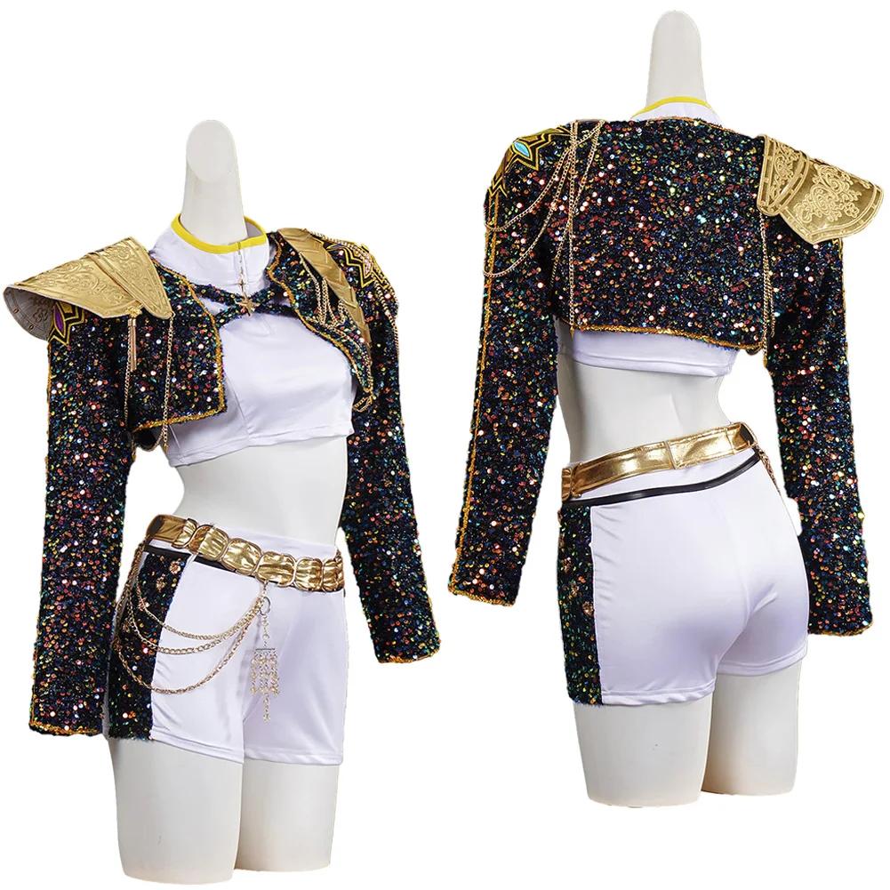 Девочки Дети Руми K-Pop Охотник на демонов Косплей Детский Черный Золотой Костюм Детская Маскировка Выступление Ролевая Игра Униформа Хэллоуин