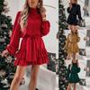 Women's Casual Solid Color New Long Sleeve Solid Color Loose Ruffle Dress