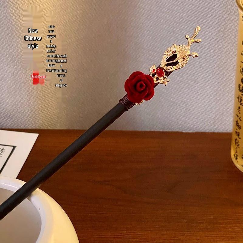 Традиционная китайская красная заколка для волос с кисточкой в виде цветка для ханьфу и ципао