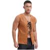 Mens Pirate Cowboy Vest Lace Up Front Solid Color Waistcoat Medieval Cosplay Halloween Costume