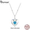 BAMOER, стерлинговое серебро 925 пробы, светящееся сердце, подвеска, ожерелье для женщин, подарок на день Святого Валентина, юбилей, ювелирные изделия, подарок