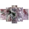 Five Piece Picture Canvas Print Abstract Heart Purple Purple