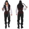 Men Cosplay Pirate Costumes Carnival Pirate Stage Performance Costume Christmas Halloween Male Party Suit - Scarf+ Top + Vest+belt + Pant +footcover