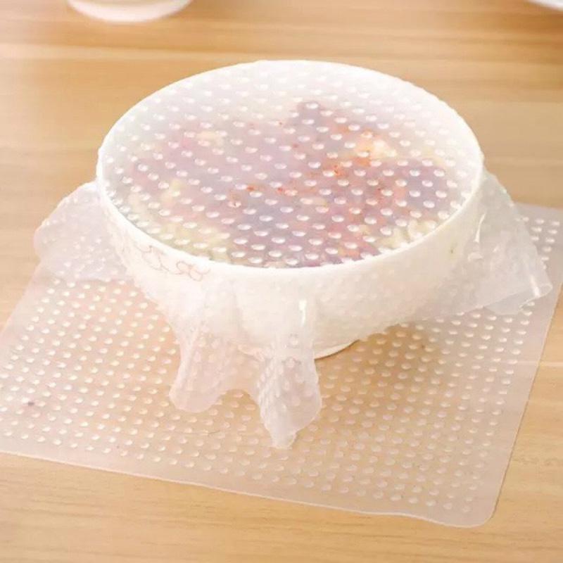 1Pc Keeping Food Hygienic Wrap Reusable Silicone Food Wraps Seal Vacuum Cover Stretch Lid 10x10cm