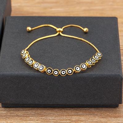 Nidin Luxury Men 4 Colors Evil Eye Beads Chain Bracelets Bangles Adjustable Party Wedding Elegant Jewelry Gift For Female Male