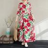 2025 Женское Весеннее Новое Свободное Платье Винтажное Льняное Повседневное Базовое Цветочное Элегантное Длинное Платье Праздник