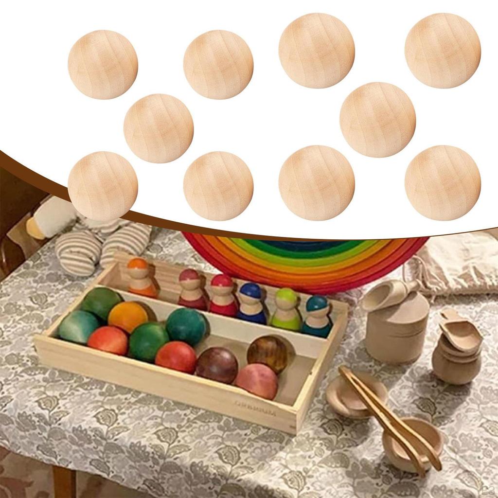 5 Pieces Wood Balls Wooden Jewelry Making Practical Art Round DIY Projects Unfinished