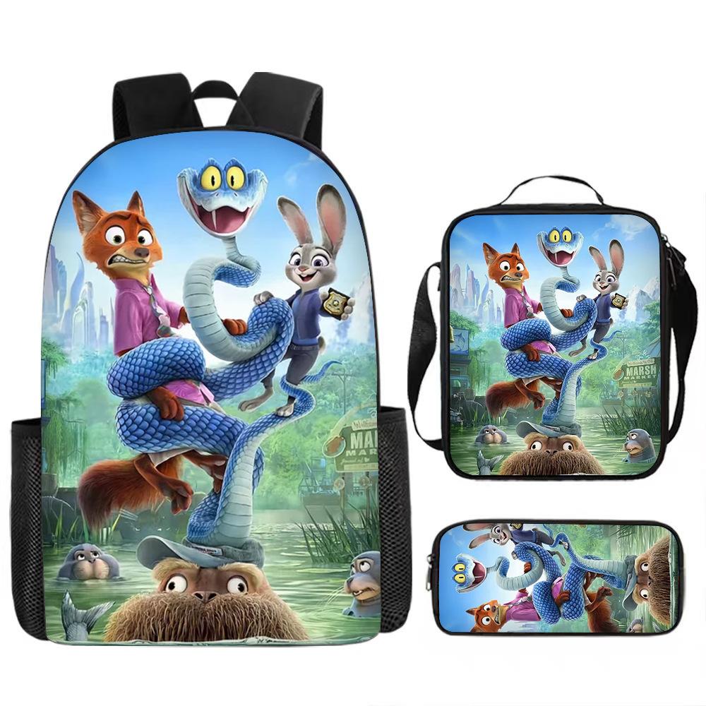 Zootopia 2 Casual Backpack Set, Student Cartoon Single-Layer Pencil Case Three-Piece Set 0197 KTB