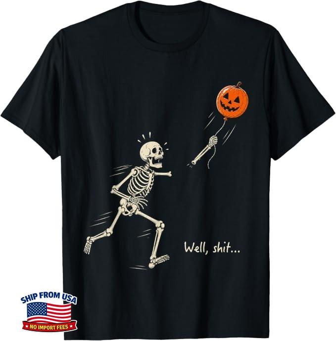 Skeleton Lost Balloon Retro Funny Saying Halloween T-Shirt
