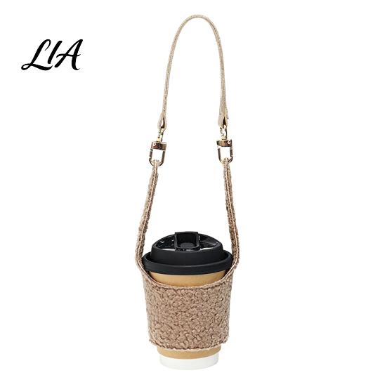 Insulated Cup Cover with Strap Plush Coffee Sleeve, Hand Soft Holder, Retro Style Sleeve for Camping Warmer Autumn And Winter Daily Use Carrier