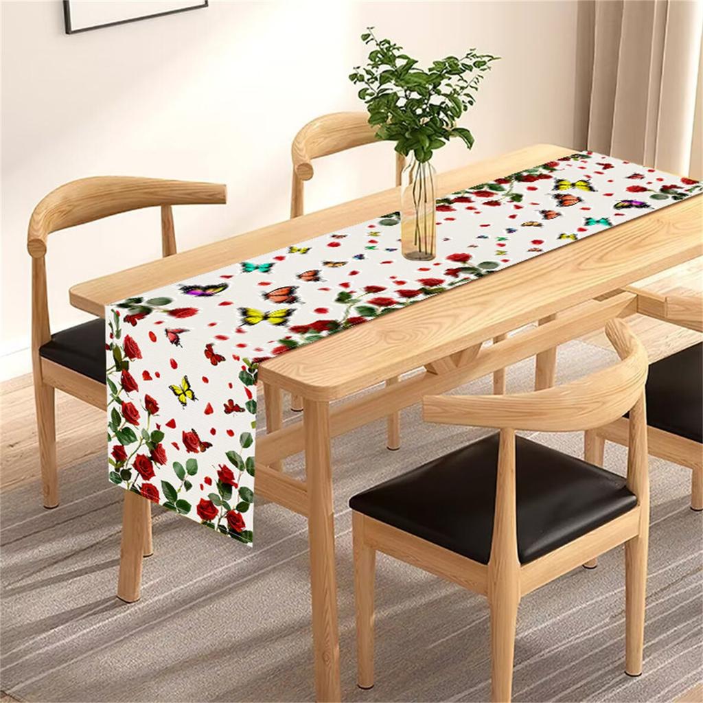 Роза Льняной Настольный Флаг День Святого Валентина Украшение Стола Скатерть Подушка Скатерть Домашняя Ткань