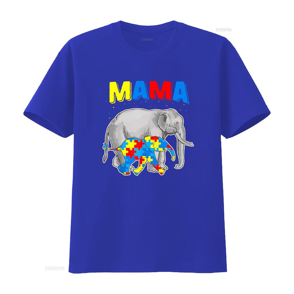 Mama Elephant Autism Awareness T Shirt vintage Washed fashion streetwear Stretched Stylish Unisex Versatile