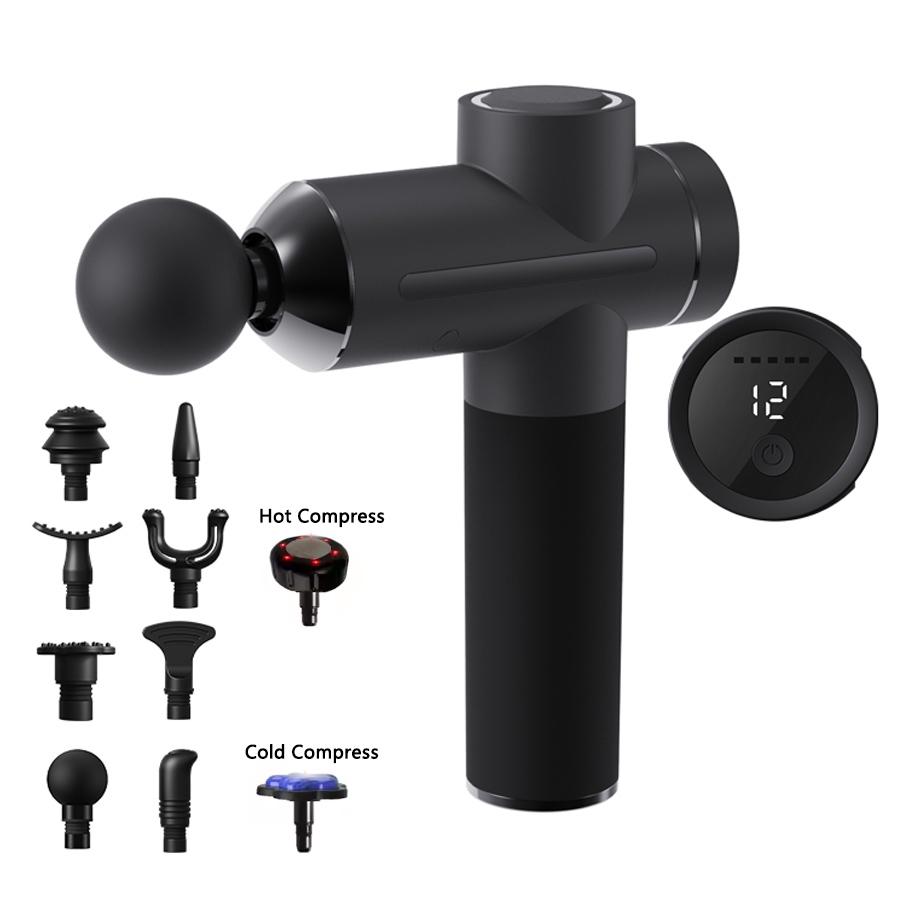 Электрический массажный пистолет для глубоких тканей, массажер для лица, для рук, спины, ног, для расслабления мышц тела, фасциальный пистолет для спины и рук с горячим и холодным режимом
