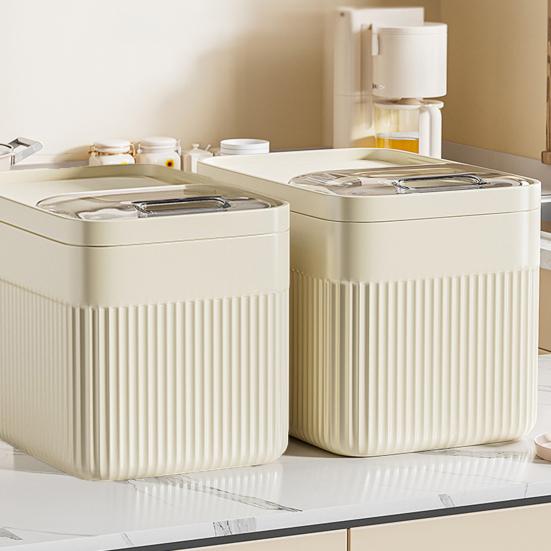 Ведро для риса 15 кг с мерным стаканом, прозрачная крышка, пищевой пластик, герметичный для животных