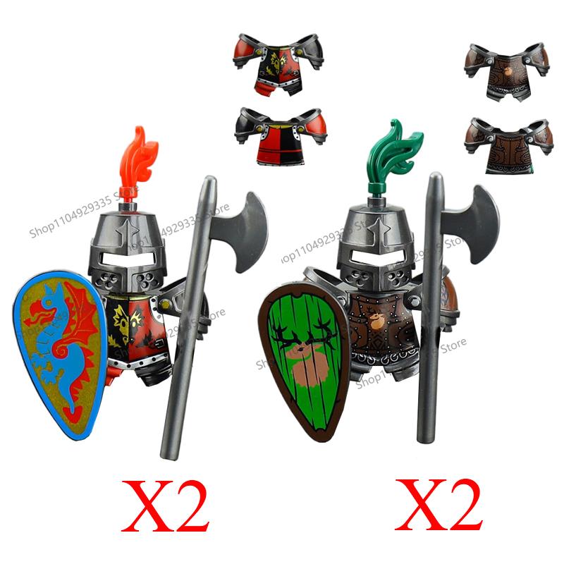 Medieval Military Soldiers Figures MOC Building Blocks Castle Black Eagle Wolf Octopus Griffin Ancient Knight Waffen Bricks Toys