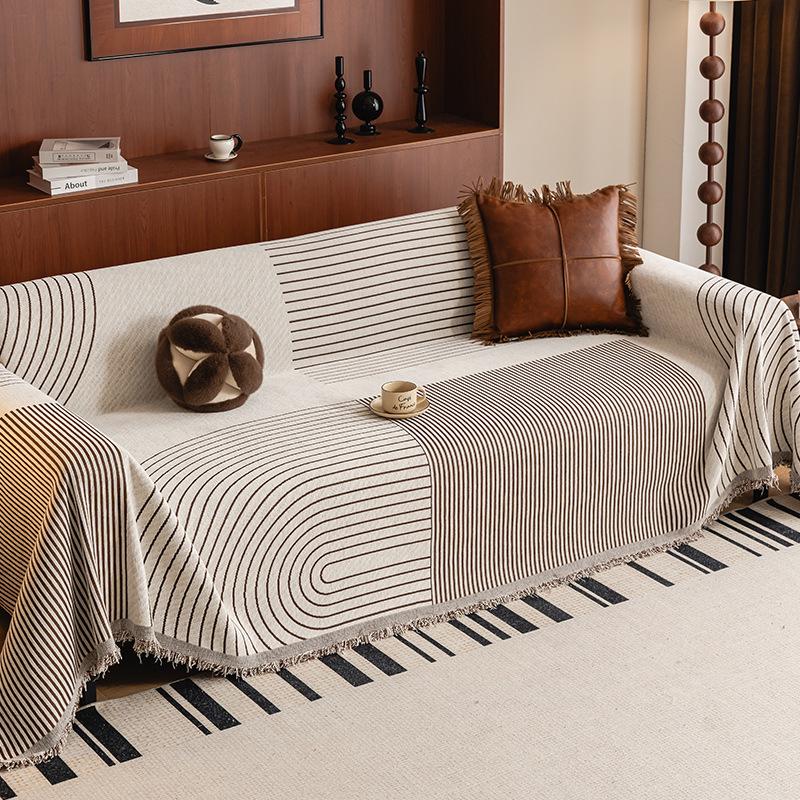 Роскошный летний чехол на диван из шенилла с нескользящим покрытием - Пылезащитная накладка с полной обвязкой