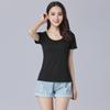 Women's Slim Modal Black T-Shirt - Round Neck, Short Sleeves, Large Size, Korean Style for Spring/Summer