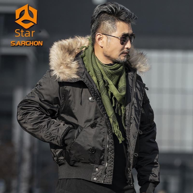 Мужская зимняя тактическая куртка с капюшоном Angken N2B - теплое, толстое, хлопковое пальто с защитой от холода