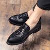 FashionHigh Quality Men's Crocodile Pattern Classic Black Comfortable Low Cut Leather Shoes Autumn Men One Foot Lazy Tassel Bean Shoes