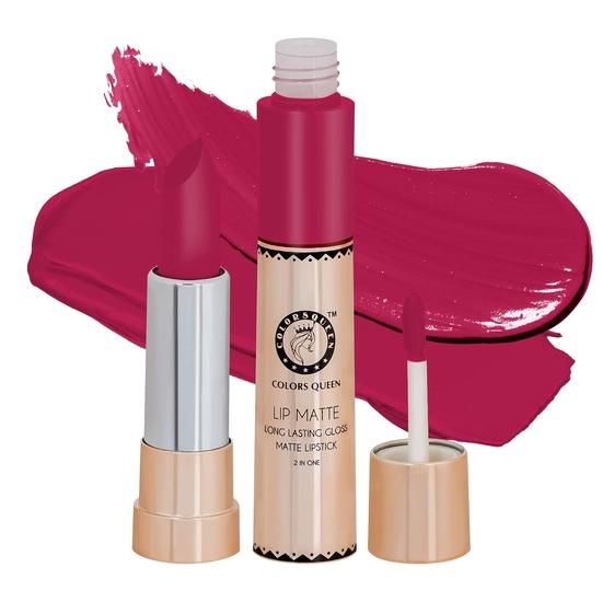 Colors Queen 2 in 1 Matte Lipstick | Lip Matte | Long Lasting Gloss, Waterproof, Non Transferable| (02 - Very Pink)