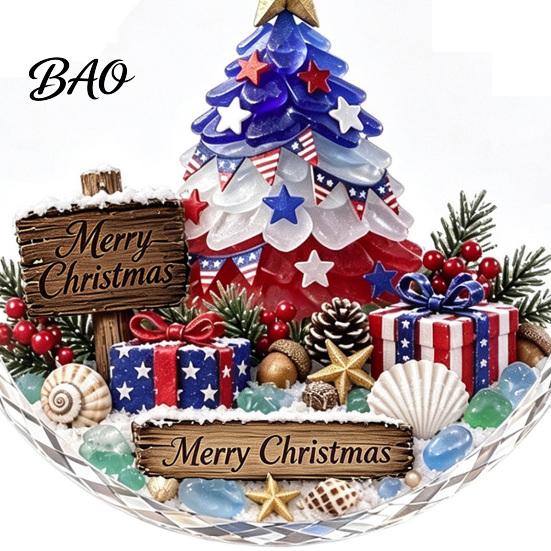 Festive Home Ornament Christmas Acrylic Hanging Pendant for Holiday Tree Decoration, 2D Flat Ocean Theme Elegant Decoration Party Decor, Lightweight