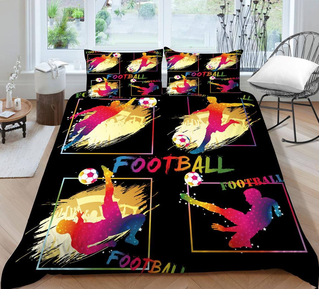 Комплект постельного белья с 3D футбольным принтом, пододеяльник со спортивным узором, наволочка, очень большой размер, украшение для дома