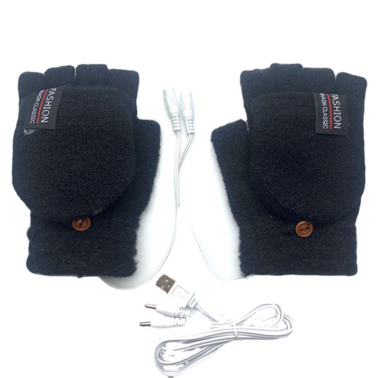 USB-перчатки с подогревом, мужские, зимние, без пальцев