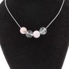Stones and Minerals. Pink Opal + Quartz 8mm Pearl Necklace Stainless Steel Chain.