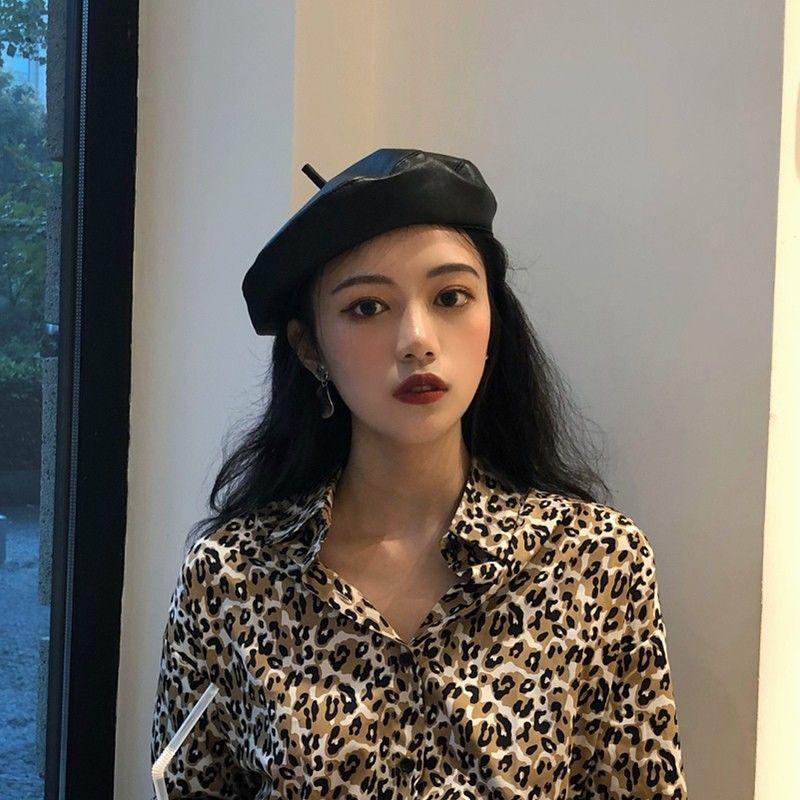 Европейский и американский стиль британский ретро кожаный берет шикарный женский повседневный универсальный шляпа художника литературная шляпа прилив