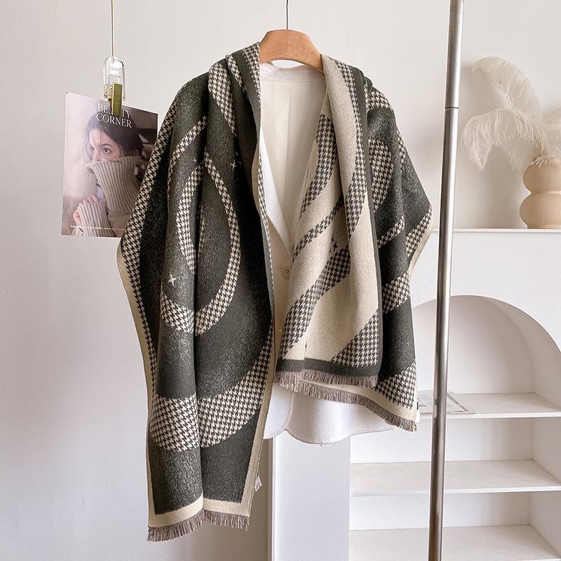 Imitation Cashmere Scarf Versatile Love Pattern Printing Warm Air Conditioner Shawl With Fashion Scarf