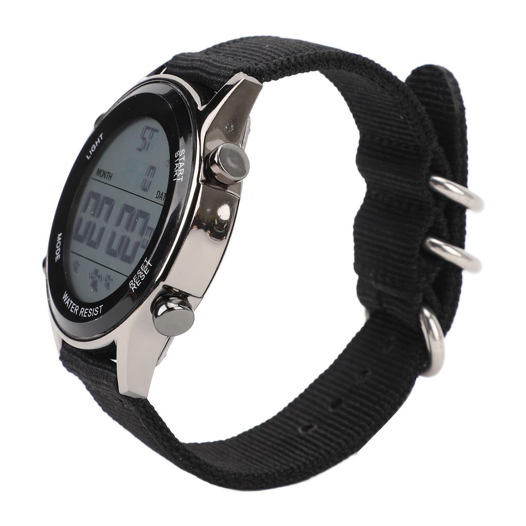 Men Digital Sports Watch Waterproof Alarm Countdown Dual Time Zone Nylon Strap Digital Watch with