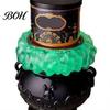 Decorative Mantle Accents Halloween Cauldron LED Bubble Light Decor, Color Changing Witch Potion Lamp with Decor Purple Light, Spooky Gothic Tabletop