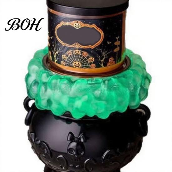 Decorative Mantle Accents Halloween Cauldron LED Bubble Light Decor, Color Changing Witch Potion Lamp with Decor Purple Light, Spooky Gothic Tabletop