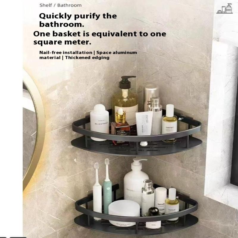 Bathroom Organizer Rack Punch-free Wall Mounted Triangle Storage Rack Corner Shelf Wall Soap Holder