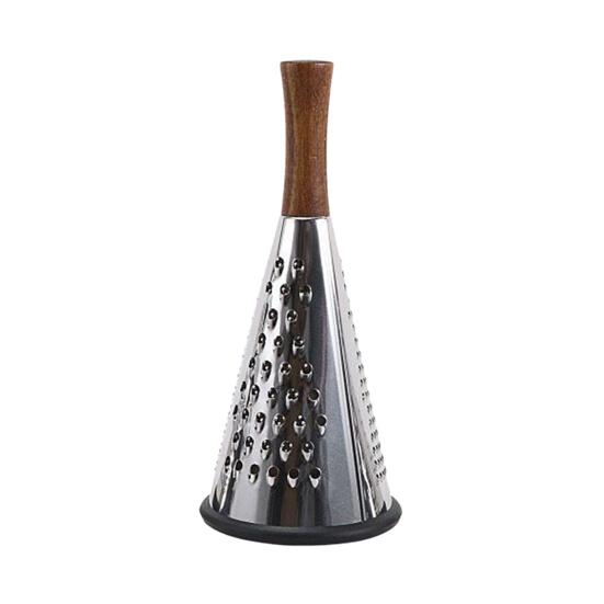 Stainless Steel Cone Cheese Grater with Wood Handle 3 Sided Vegetable Shredder for Grating Cheese Chocolate Vegetables