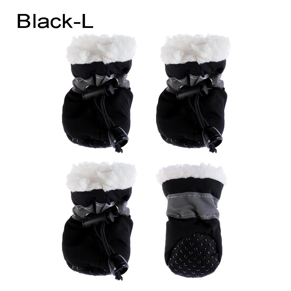 4pcs With Velvet Thick Puppy Socks Anti-slip Footwear Pet Shoes Rain Snow Boots Warm Dog Shoes