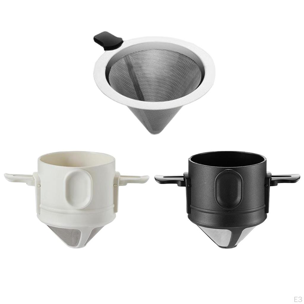 Coffee Cone Strainer Pour Over Maker Mesh Filters Portable with Collapsible Holders