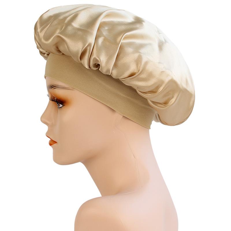 Шелковая широкая ночная шапочка, шапочка-боннет, обертка для волос для сна, шапочка для сна с эластичной мягкой лентой, стайлинг-шапочка, инструмент для обертывания волос liu