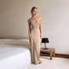 2024 Summer Sexy Backless Knitted Halter Sleeveless Wrap Beach Maxi Dress Swimsuit Bikini Cover-ups Elegant Holiday Bodycon Outfit K8