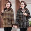 Middle-aged Woman Overcoat Winter Parkas Tweed Woolen Coat Fleece Thicken Cotton-padded Jacket Female Oversize Warm Outerwear