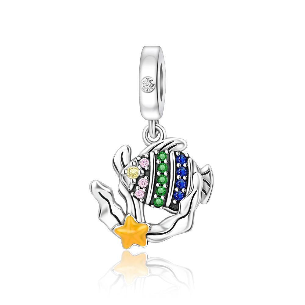 S925 Silver Ocean Fish Shaped Fashion Pendant DIY Handmade Jewelry Accessories