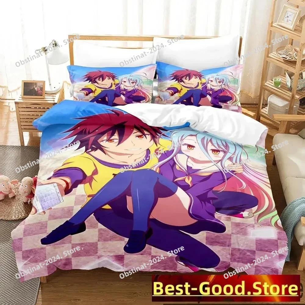 3D Постельное белье с принтом из аниме No Game No Life Комплект с пододеяльником Размеры: Полный, Queen, King Наволочки Постельное белье с принтом Комплект для спальни взрослого и ребенка Односпальный, Twin