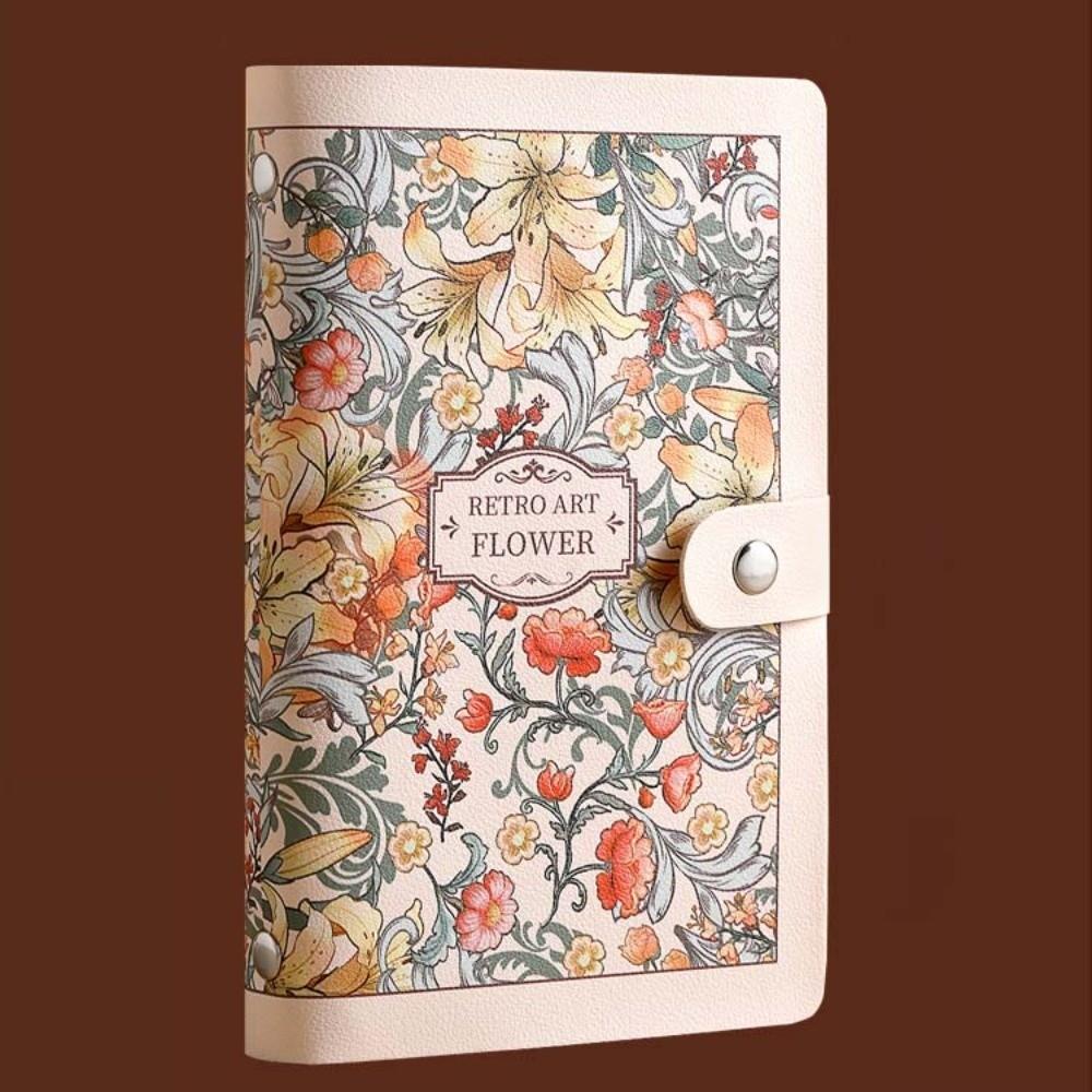 A6 Button Notebook for Money Flower Printed Anti-splash Water Cash Budget Ledger Daily Plan Diary Notepad Leather Savings Book
