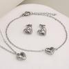 Minimalist Inlaid Zircon Love Heart Jewelry Set 3 In 1 Stainless Steel Silver Gold Women Dating Party Stackable Jewelry Kits