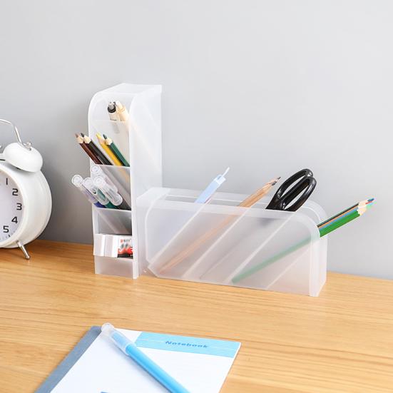 Desktop Transparent Makeup Brushes Pen Storage Box Cosmetics Tools Holder Case