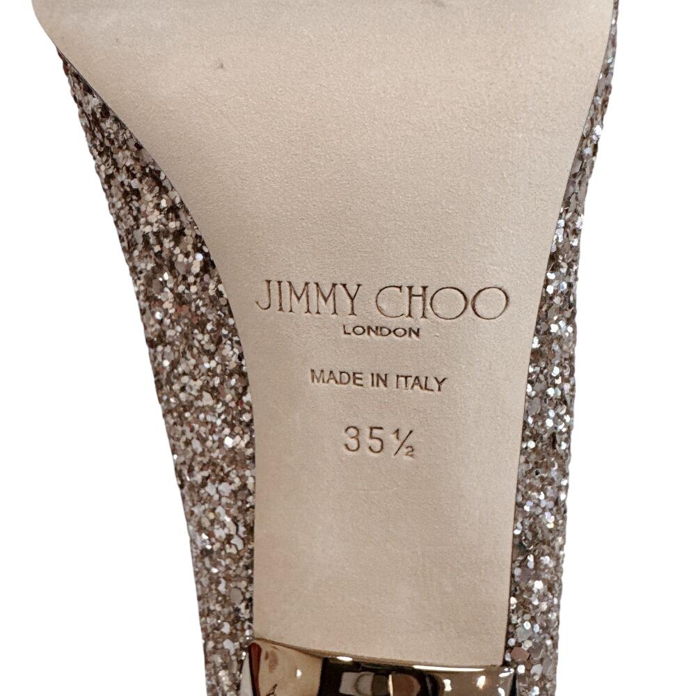 Jimmy Choo Свадебные туфли на платформе из блестящего холста, бежевые, с блестками, из холста, б/у
